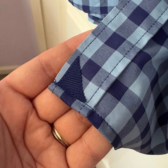 UNTUCKit Men’s Short Sleeve Button Down Shirt Blue Check Pattern Size XXL Preppy - Picture 4 of 7